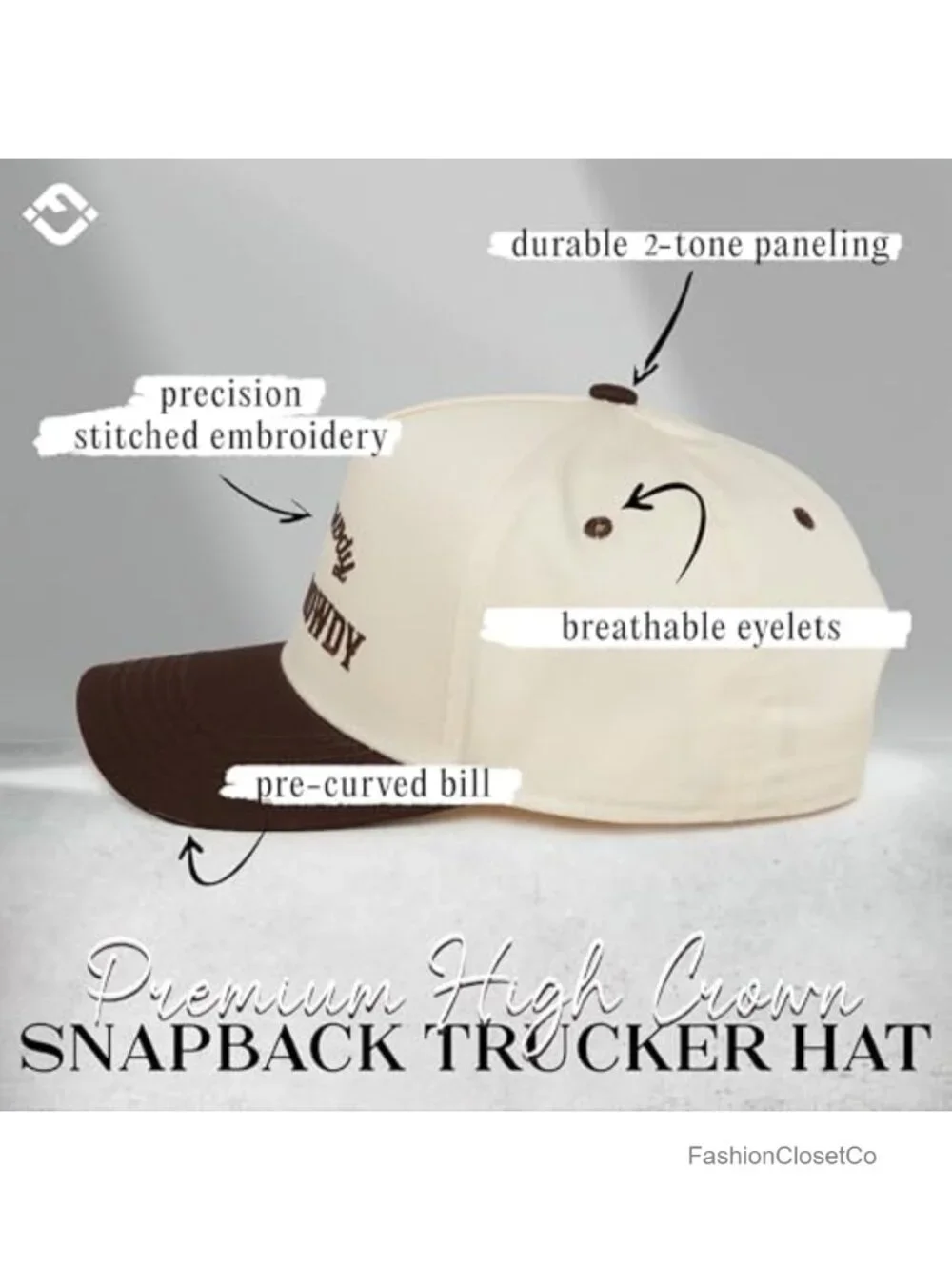 Western Trucker Snapback Hat, Cotton-Poly Blend, Adjustable Fit